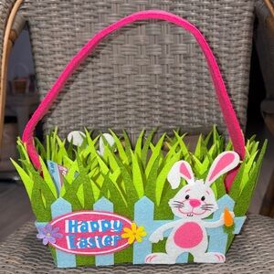 Easter Bunny Basket with Pink Handle